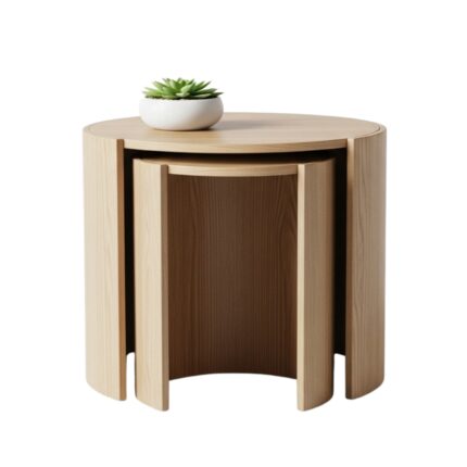 Nesting Side Tables Set of 2 - Modern Round End Tables for Living Room
