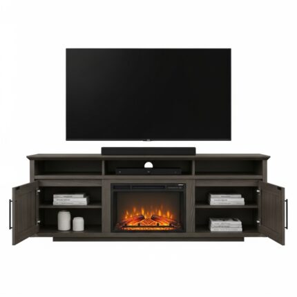 Modern TV Stand with Fireplace for 65 Inch TV - Media Console with Electric Fireplace